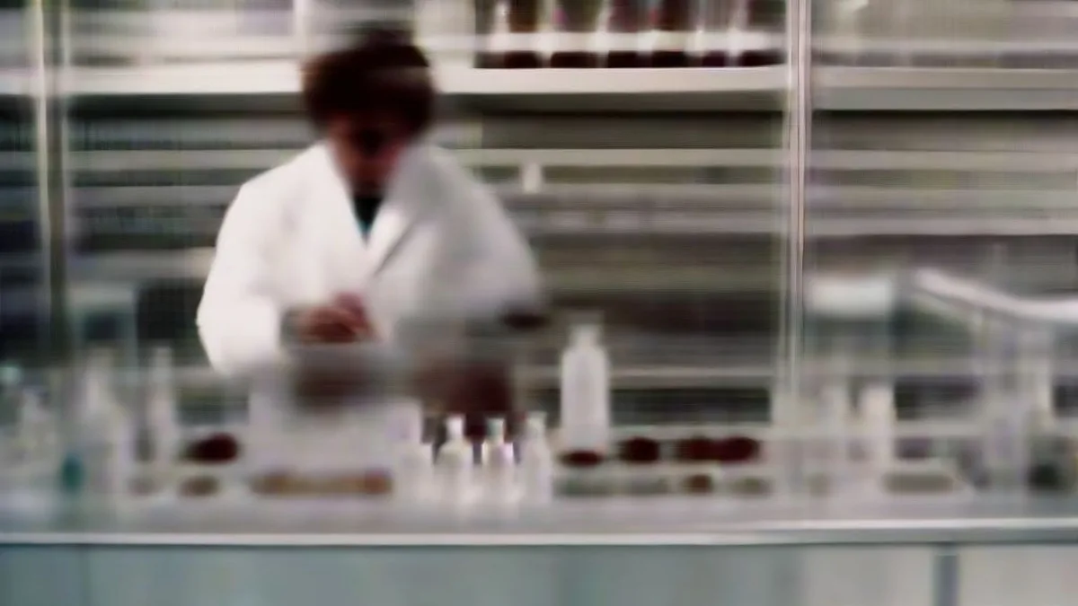 A biotechnology researcher working in a modern laboratory setting.
