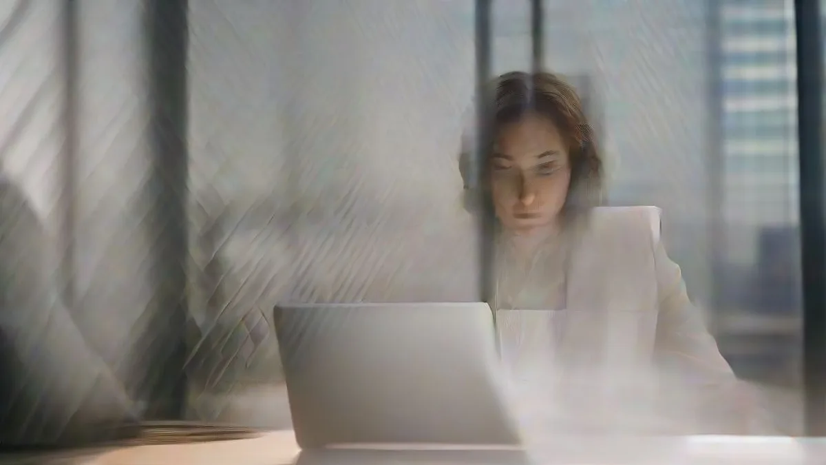 Financial analyst reviewing corporate IPO documents in a modern office