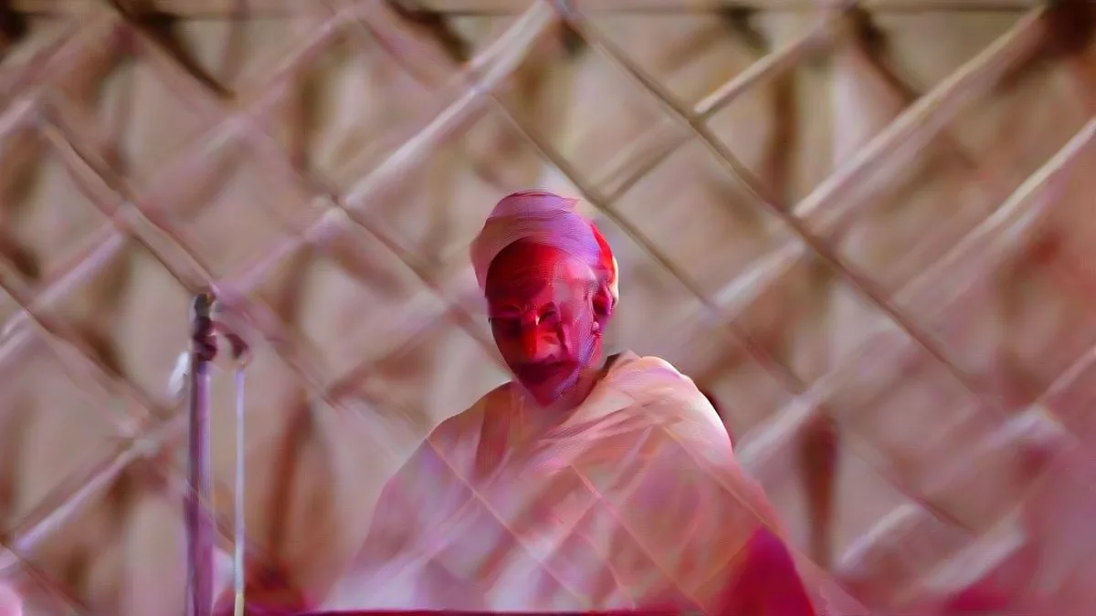 Brahmavihari Swami addressing an audience at a global summit.