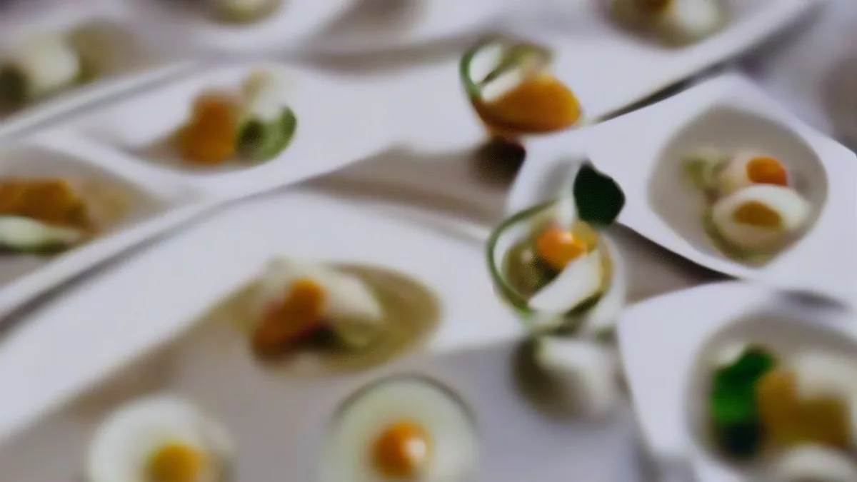 A professional chef plating a gourmet Indian dish in a commercial kitchen.
