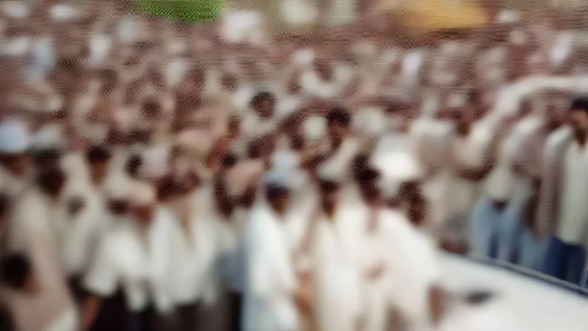 Party workers and members gathered for a political demonstration