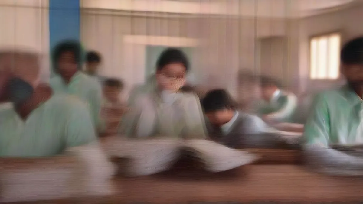 Students studying books inside a classroom setting