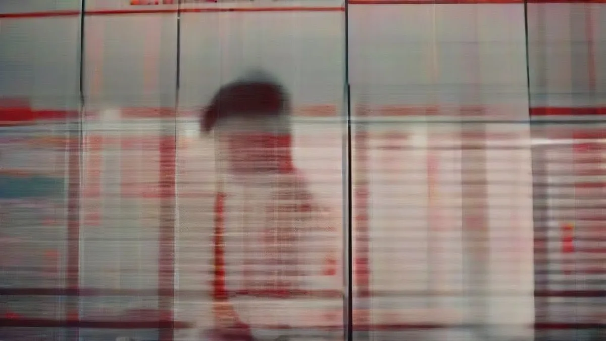 An Asian investor looking at red stock market charts on computer screens in Shanghai.