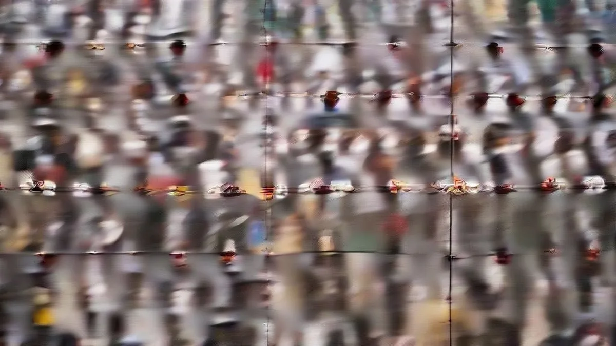 Crowd of protesters gathered in New Delhi for political demonstration