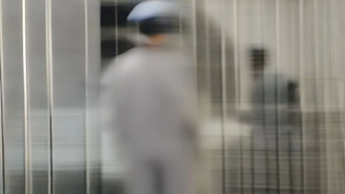 Police personnel escorting an individual during an ongoing criminal investigation.