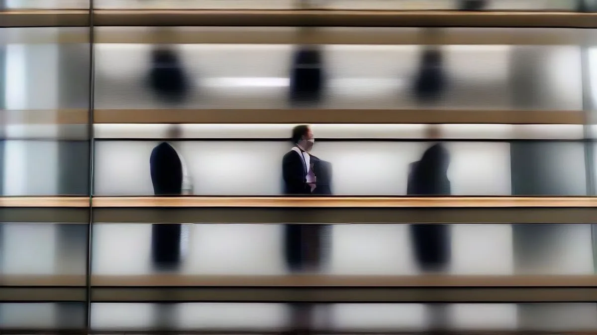 Business executives reviewing financial data in a modern conference room