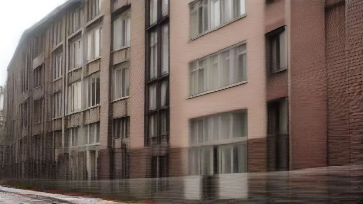 A damaged residential street in the occupied Ukrainian city of Oleshky.