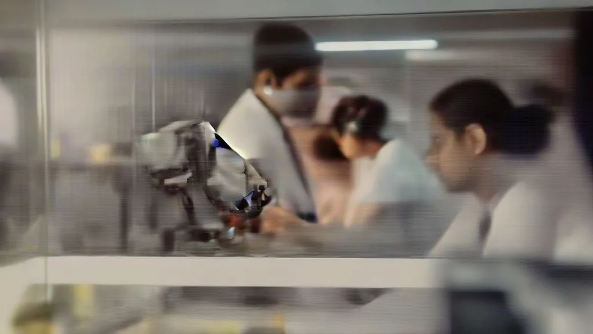 Students working on advanced robotics in a university engineering lab