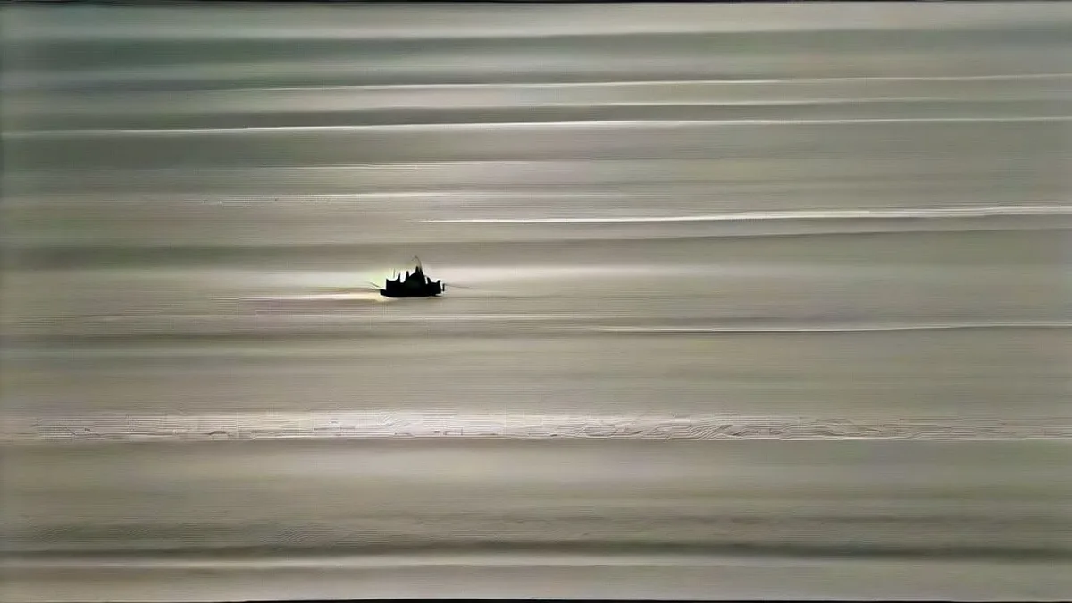Cargo vessel navigating rough waters in the Red Sea.