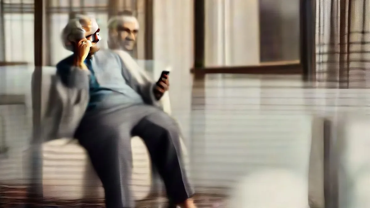 An Indian expat looking at his phone after winning a major UAE lottery prize.