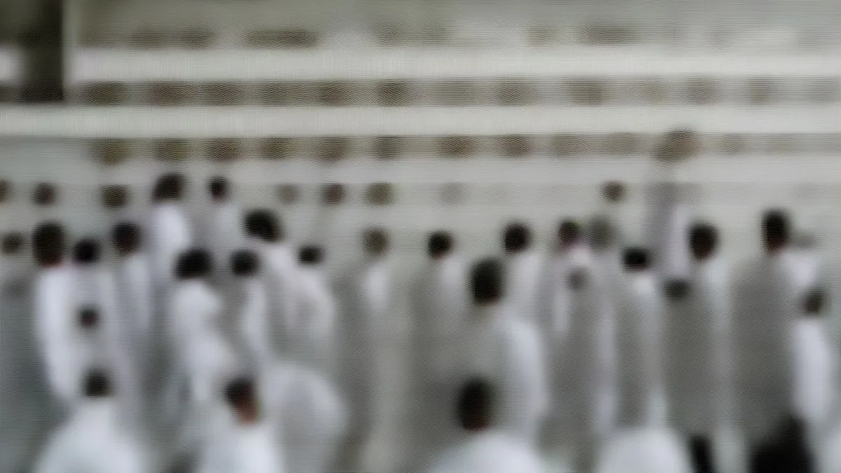 Medical interns in white coats standing outside a hospital in Jammu and Kashmir
