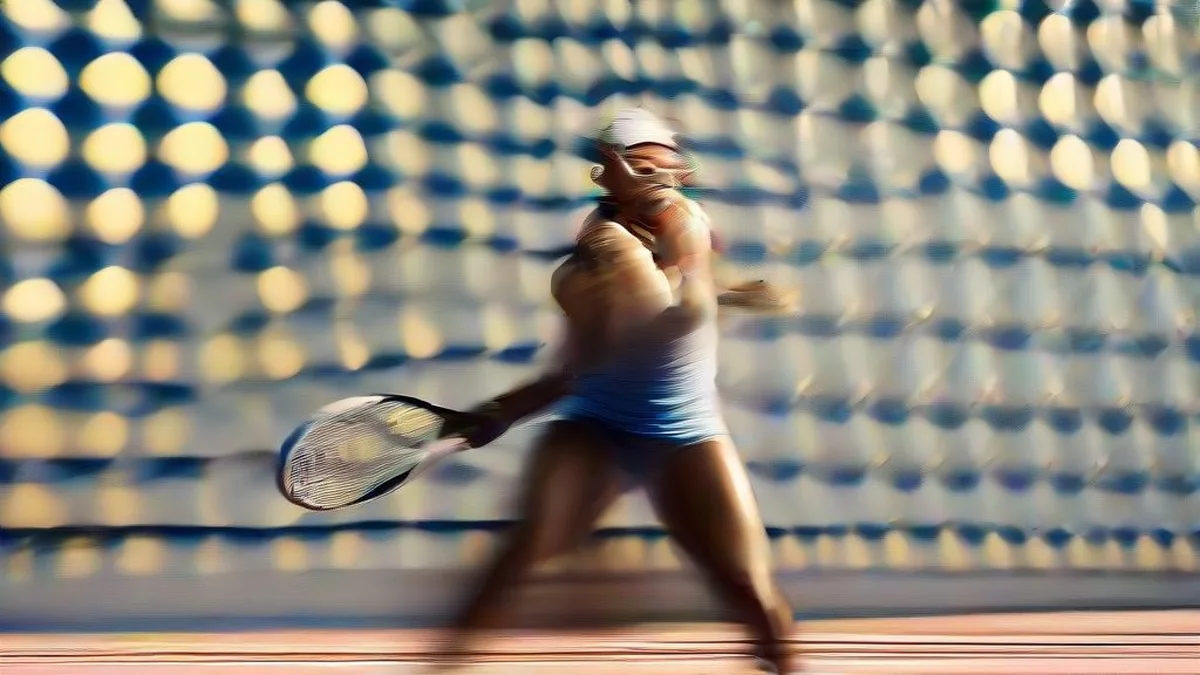 Professional tennis player competing on a hard court.