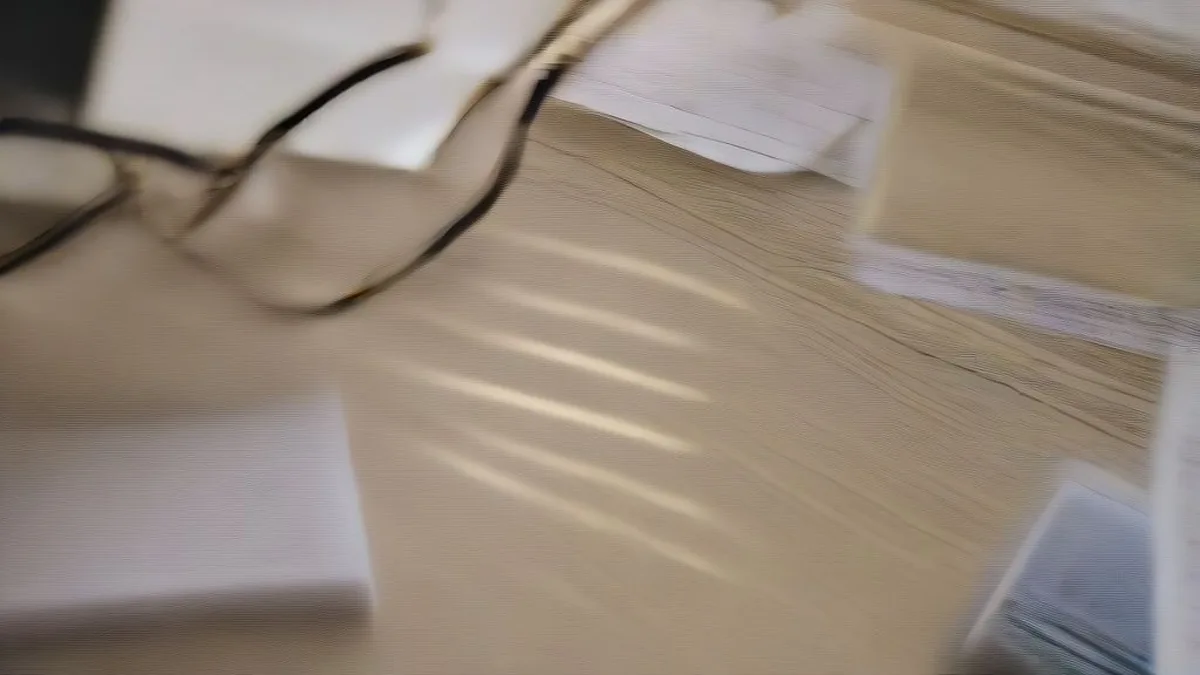 A wooden office desk with financial documents, a calculator, and reading glasses representing November financial rule updates.