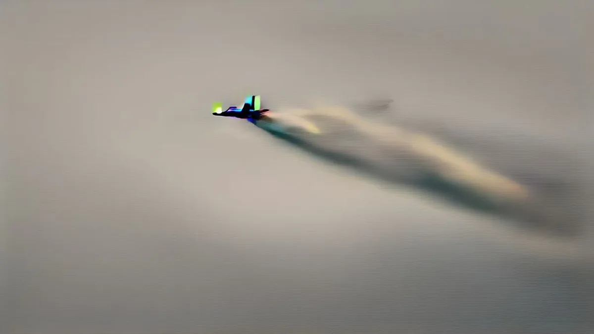 Fighter jets leaving smoke trails over Varanasi ghats during the Indian Air Force anniversary celebration.