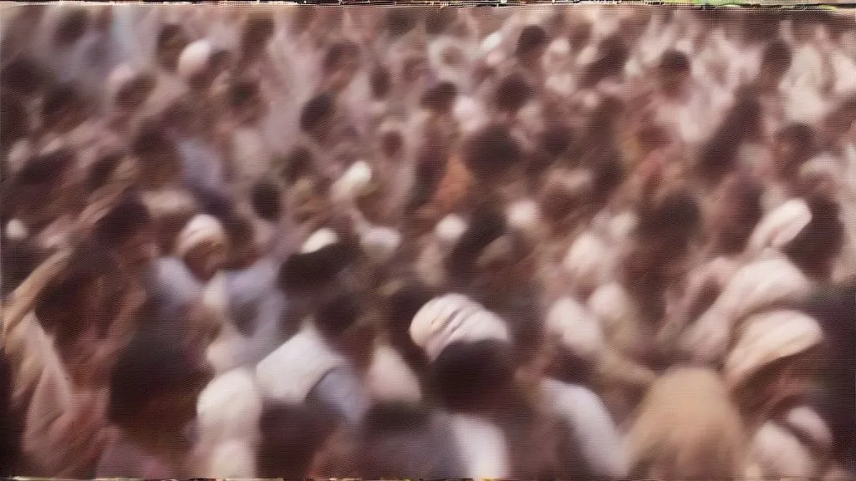 Crowd gathered outside a small lottery ticket stall in Kotkapura celebrating a major win
