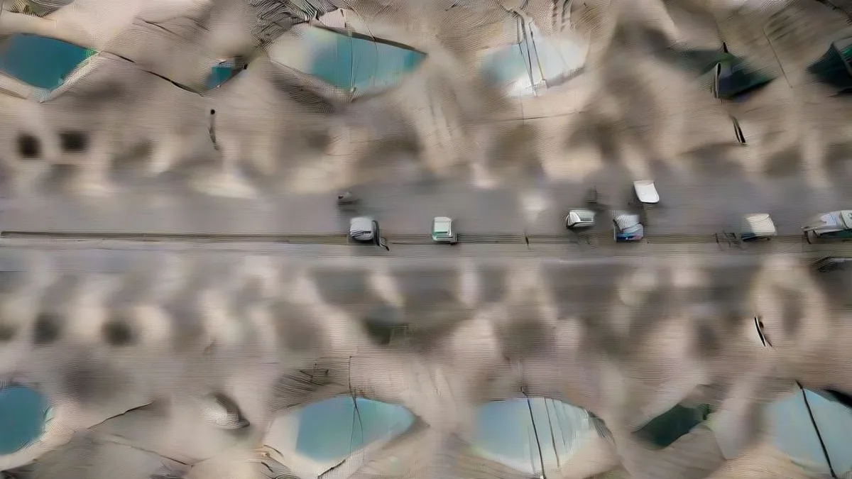 Security perimeter outside an industrial corporate headquarters in Saudi Arabia.