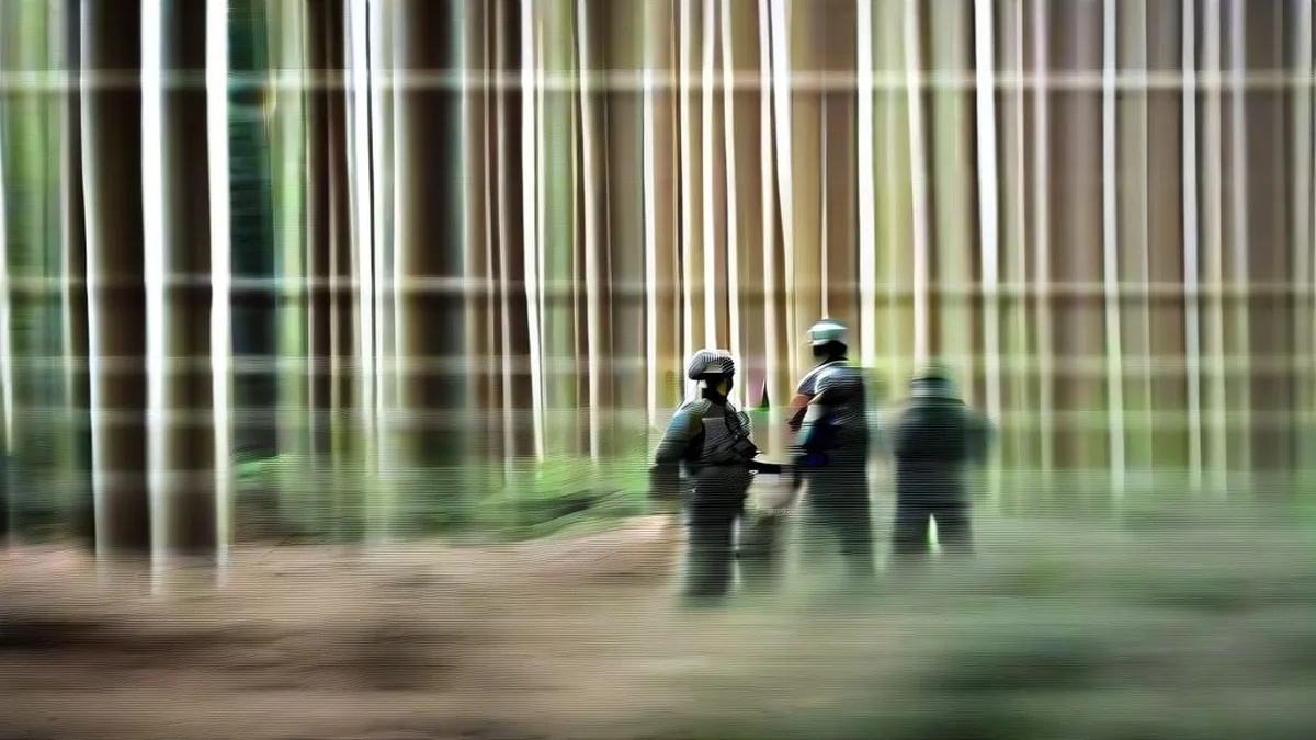 Security forces on patrol in a dense forest area during a counter-terror operation in Poonch, J&K.