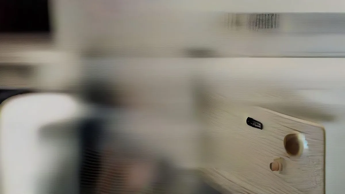 A customer browsing appliances in a retail store during festive shopping season