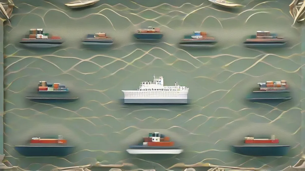A commercial oil tanker navigating open waters under a hazy sky