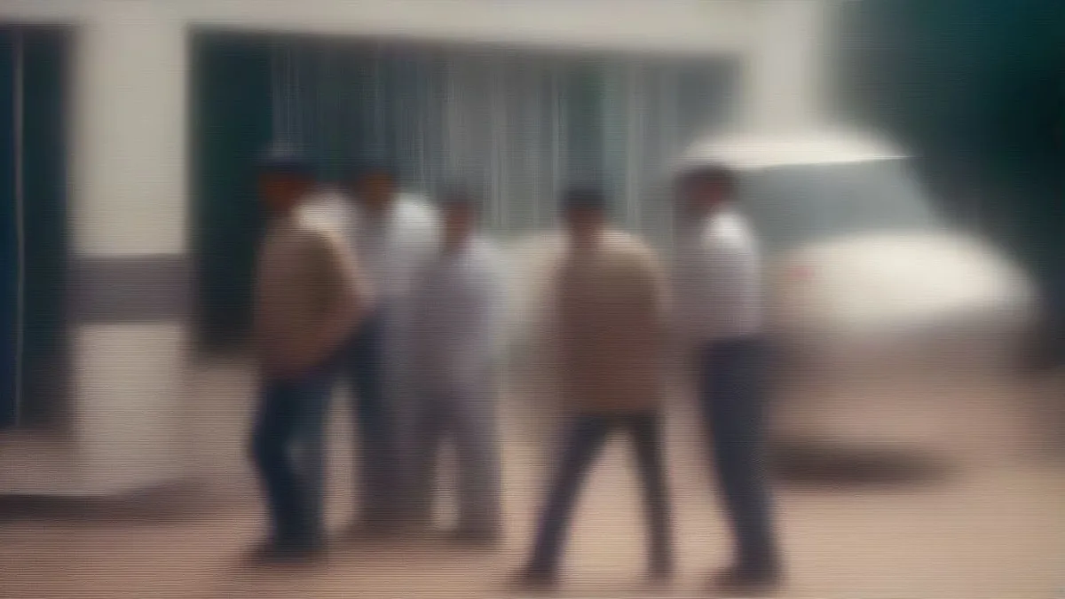 Mumbai police officers at an investigation site