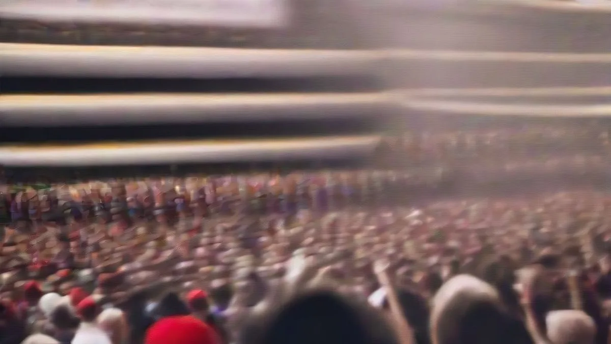 US President Donald Trump addressing a crowd at a political campaign rally.
