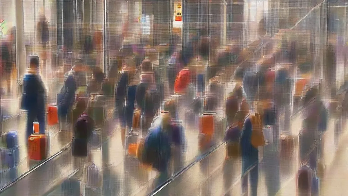 Crowded European railway station interior representing the scale of modern transit and migration.