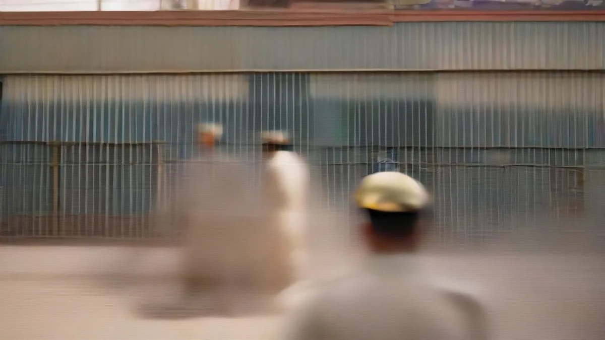 Indian police officers standing on a street during an investigation